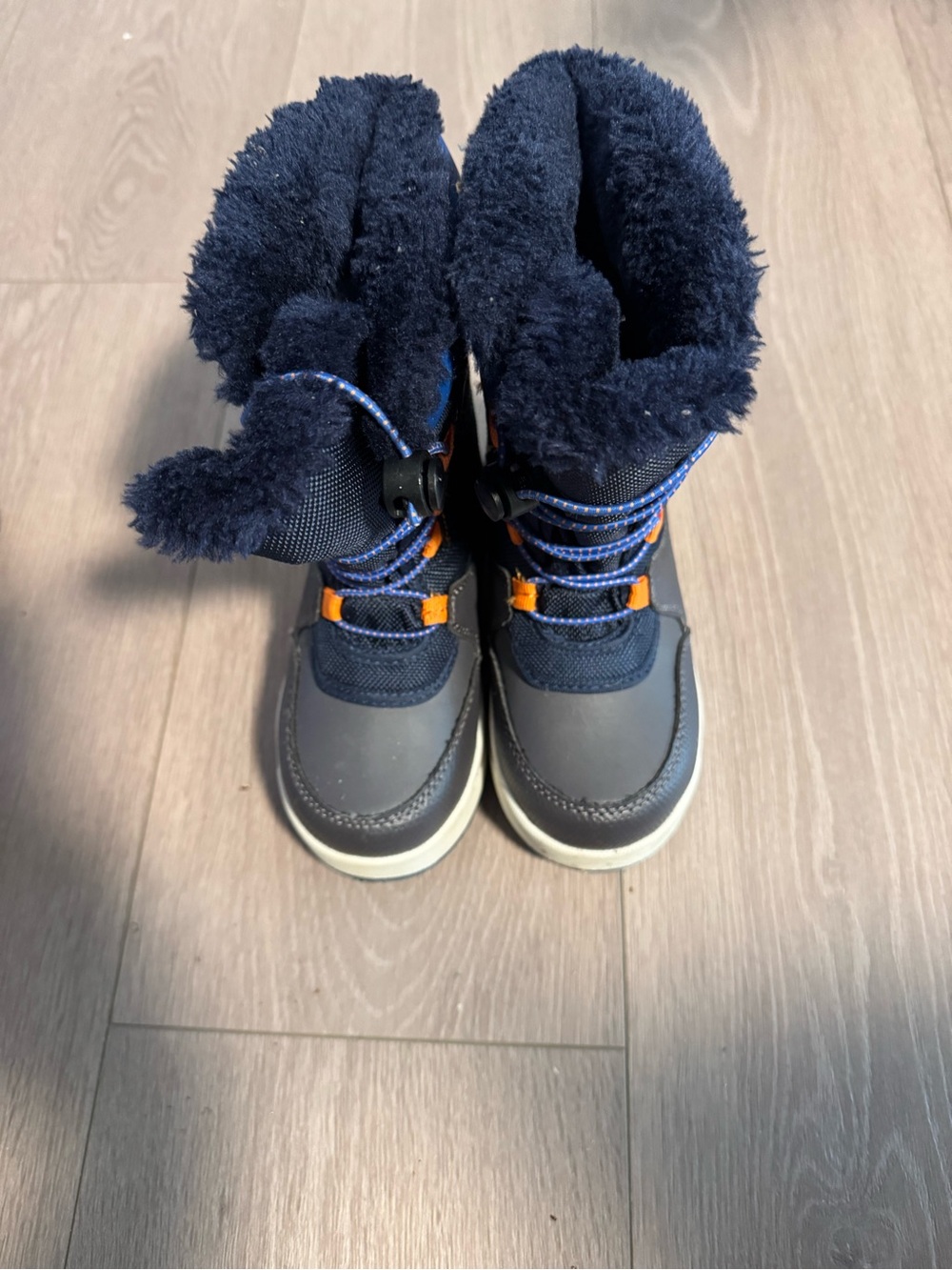 3M Thinsulate Navy Kids Winter Boots with Orange Accents
